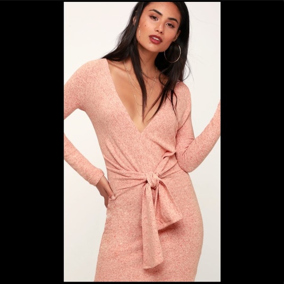 Free People Dresses & Skirts - FREE PEOPLE PINK TIE FRONT SWEATER DRESS SIZE XS